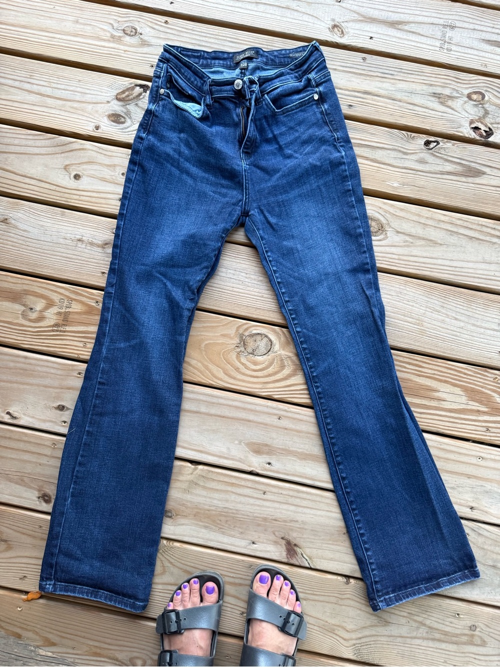 Judy Blue Women's Dark Blue Slim Boot Cut Jeans - Mid-Rise Stretch